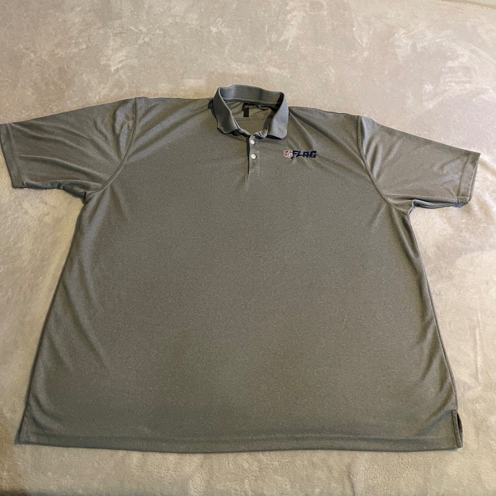 NFL Flag Football Mens 3X Gray Short Sleeve Performance Polo Shirt 0469 3XL